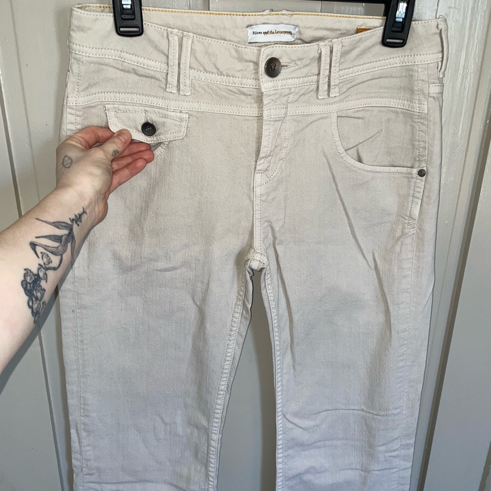 Pilcro And The Letterpress Vintage Slim Cream Ivory Y2K Jeans Flare Leg Casual - Picture 8 of 12